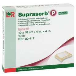 Suprasorb P PU-Schaumv.10x10 cm selbstklebend, 10 St