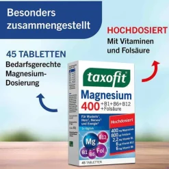 Taxofit Magnesium 400 + B1 + B6 + B12 + Folsäure Tabletten, 45 St