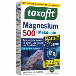 Taxofit Magnesium 500 Nacht + Melatonin Tabletten, 30 St