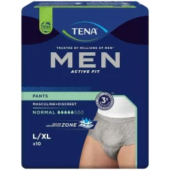 TENA® MEN ACTIVE FIT Pants Normal grau L/XL bei Inkontinenz, 10 St