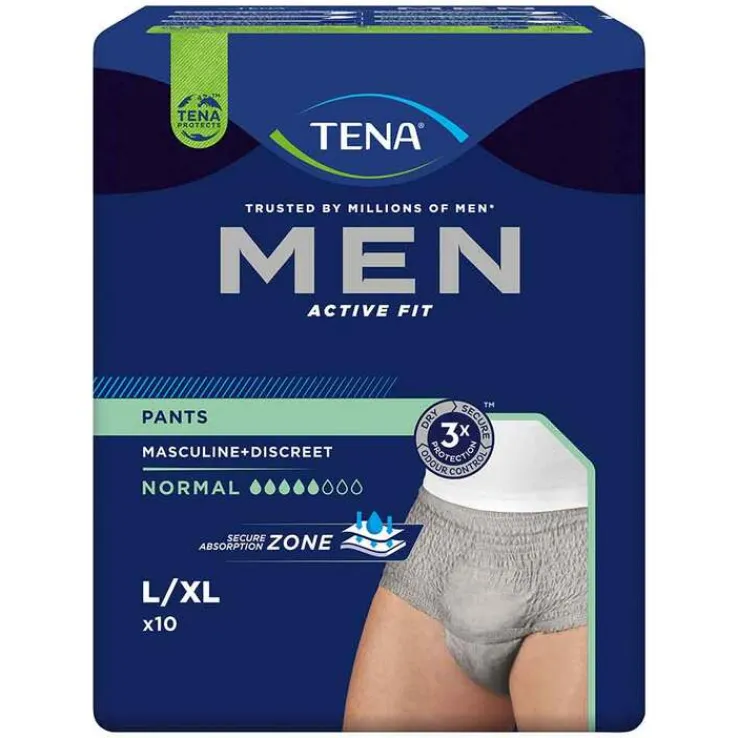 TENA® MEN ACTIVE FIT Pants Normal grau L/XL bei Inkontinenz, 10 St