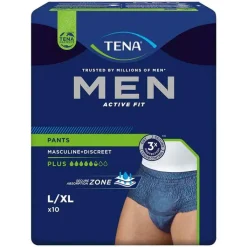 TENA® MEN ACTIVE FIT Plus Pants blau L/XL bei Inkontinenz, 10 St