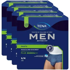 TENA® MEN ACTIVE FIT Plus Pants blau S/M bei Inkontinenz, 4X12 St