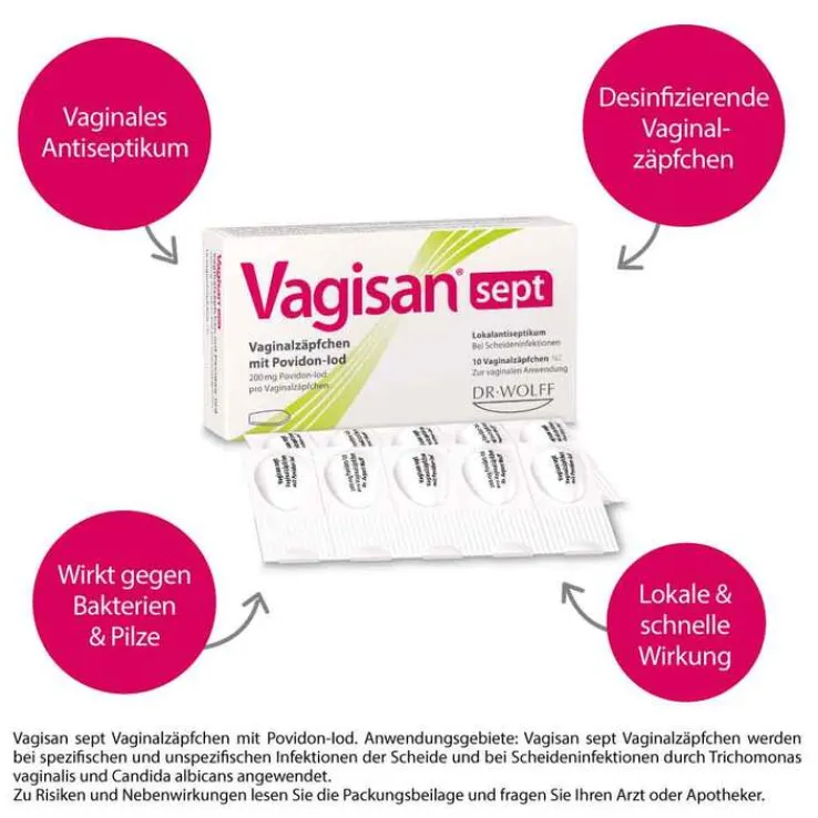 Vagisan sept Vaginalzäpfchen mit Povidon-Iod, 10 St