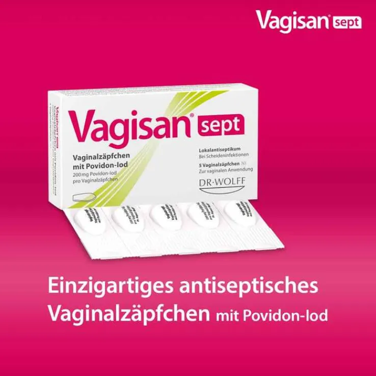 Vagisan sept Vaginalzäpfchen mit Povidon-Iod, 5 St