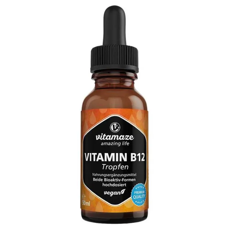 Vitamin B12 100 µg hochdosiert vegan Tropfen, 50 ml