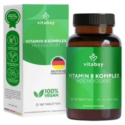 Vitamin B Komplex Biotin B6 B5 B1 + B12 vegan Tabletten , 180 St