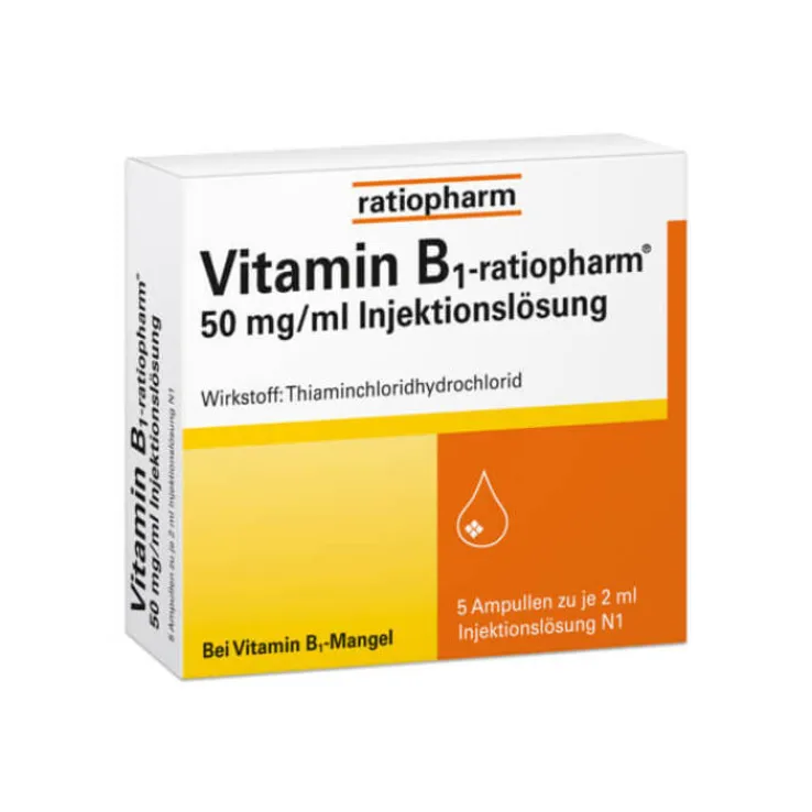 Vitamin B1 ratiopharm 50mg / ml Injektionslösung Ampullen, 5X2 ml