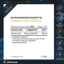 Vitamin D3 1.000 I.E. daily vegetarisch Tabletten, 200 St