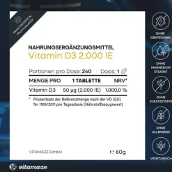 Vitamin D3 2.000 I.E. vegetarisch Tabletten, 240 St