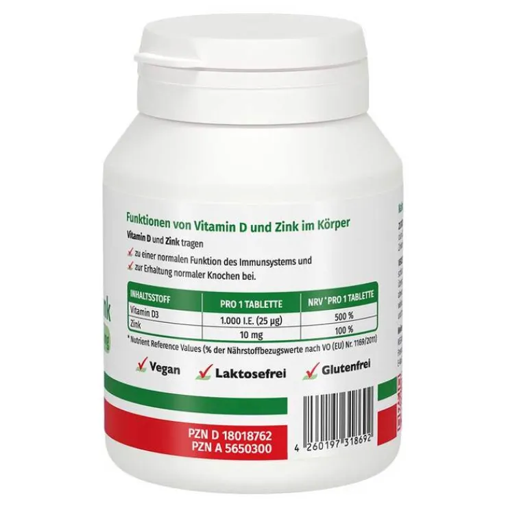 Vitamin D3 1.000 I.E. + Zink 10 mg Tabletten, 100 St