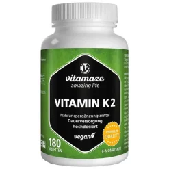 Vitamin K2 200 µg hochdosiert vegan Tabletten, 180 St