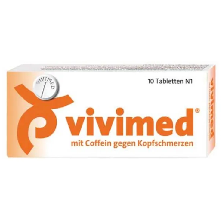 vivimed® mit Coffein gegen Kopfschmerzen, Schmerztabletten mit Paracetamol, 10 St