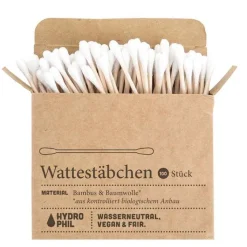 Wattestäbchen aus Bambus & Bio-Baumwolle Hydrophil, 100 St