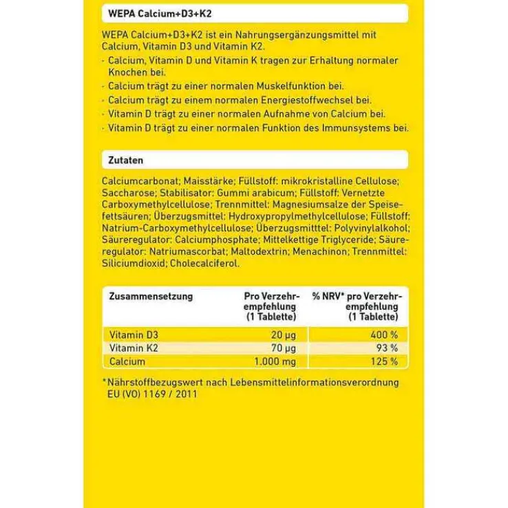 Wepa Calcium + D3 + K2 Tabletten, 30 St