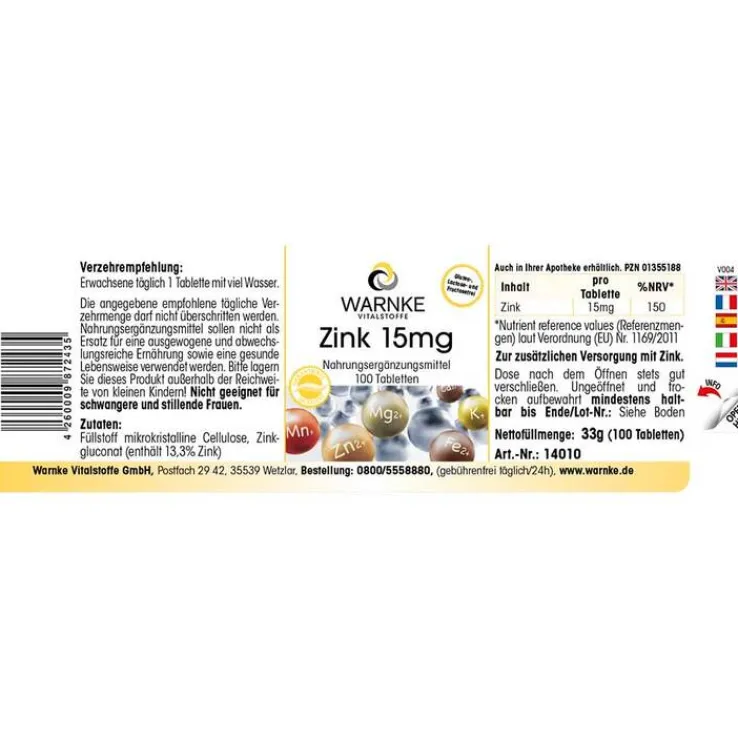Zink 15 mg Tabletten, 100 St