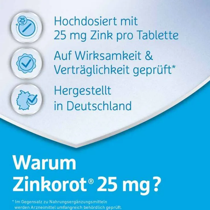 Zinkorot® 25 mg hochdosierte Zink Tabletten, 50 St