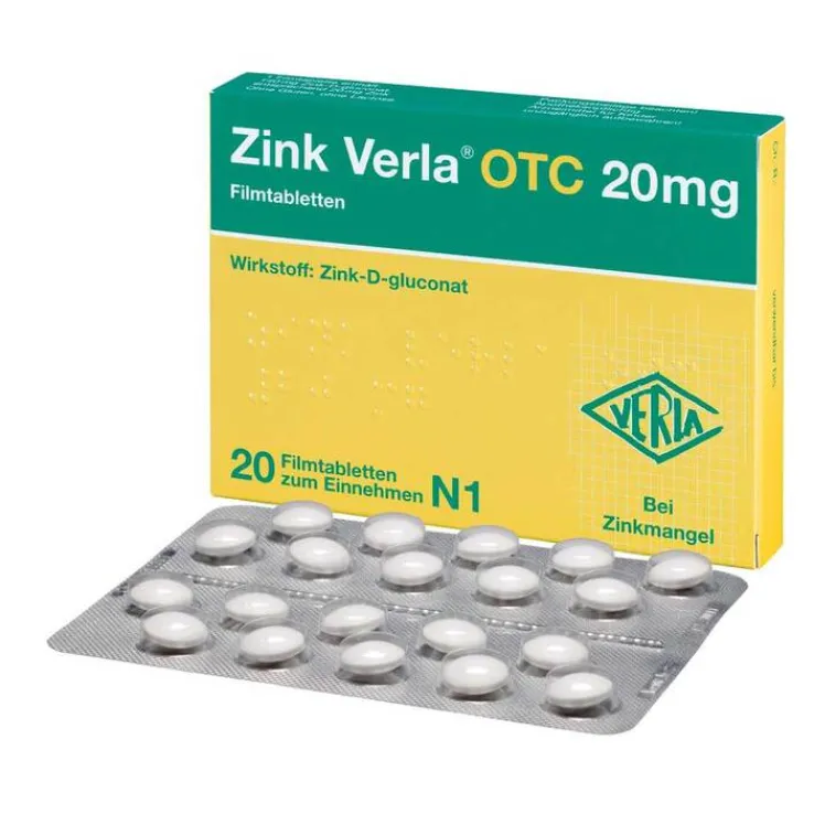 Zink Verla® OTC 20 mg Filmtabletten, 20 St